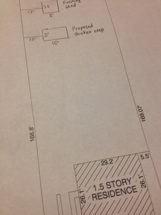 The location of our proposed chicken coop.