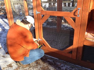 Matt installs the door. Yes. We now have a door!!