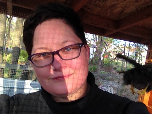 This not a selfie. This is a photo of Nellie flying off my shoulder.